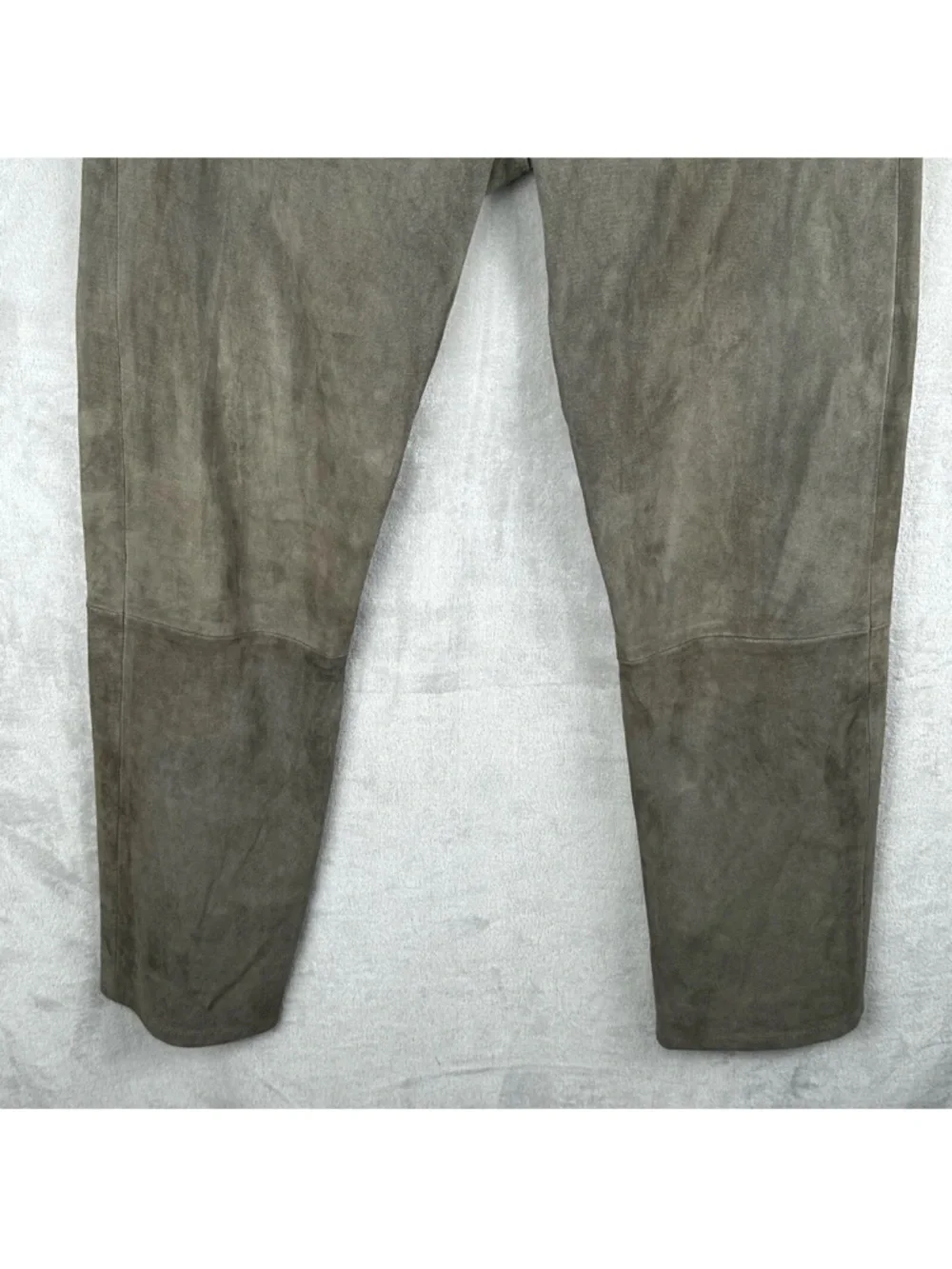 The Row Olive Green Lambskin Suede Straight-Leg Pants (Quiet Luxury) - Picture 4 of 13